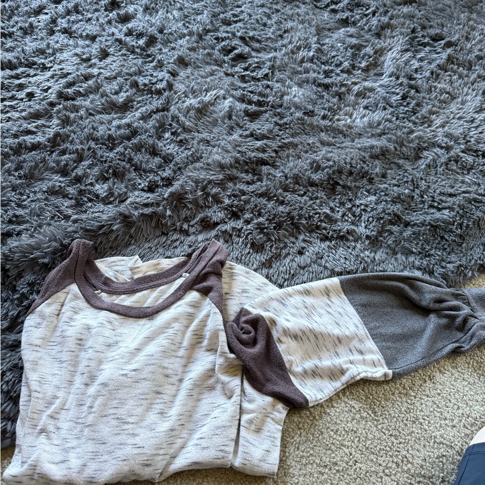 Maurices Cream and Brown Raglan Blouse